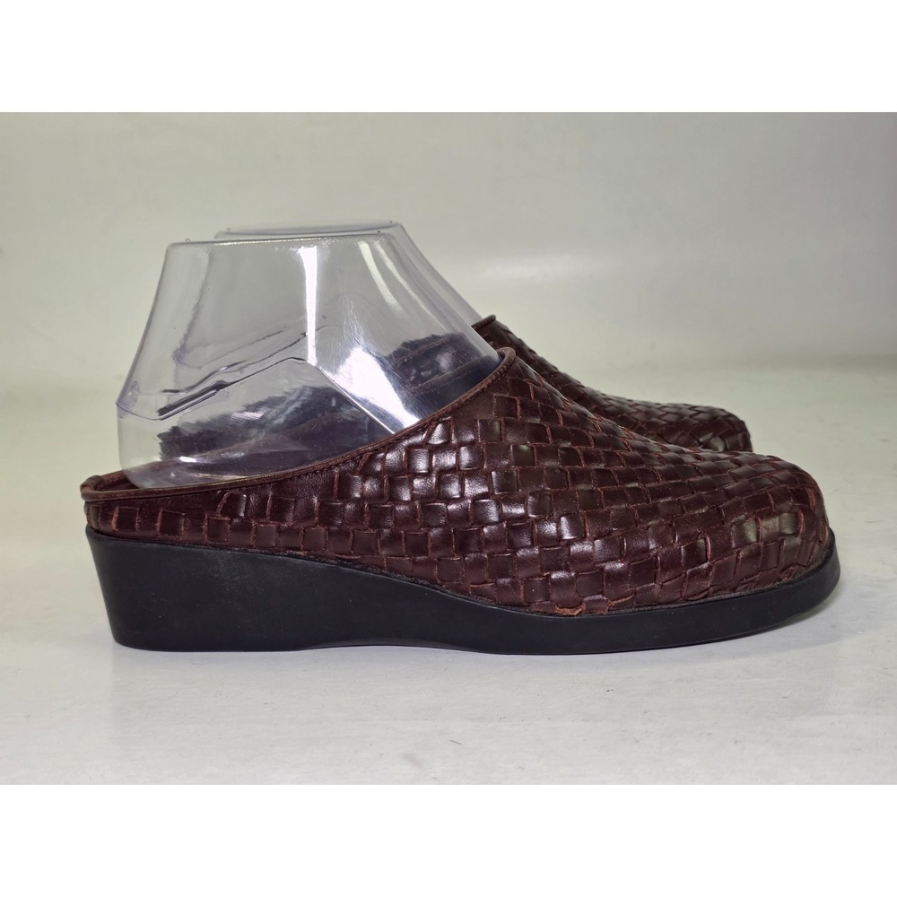 Predictions Women's Clogs Size 6 Brown Leather Woven Mule Slip On Comfort Shoes
